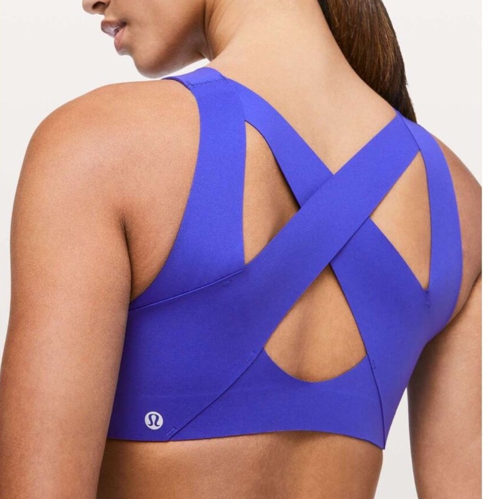 lululemon athletica Strappy Cross-Back Sports Bra in Vivid Blue